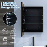 20 x30 Inch Multi-Functional Bathroom Mirror Cabinet with Adjustable Shelves-Black
