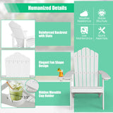 Weather Resistant HIPS Outdoor Adirondack Chair with Cup Holder-White