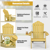 Weather Resistant HIPS Outdoor Adirondack Chair with Cup Holder-Yellow