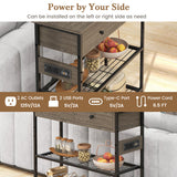 Narrow Console Table with 2 Drawers and 2 Metal Mesh Shelves-Gray