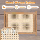 Natural Teak Wooden Foot Rest with Handwoven Rattan