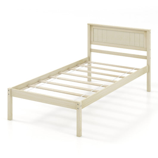 Twin/Full/Queen Size Wooden Bed Frame with Headboard and Slat Support-Twin Size