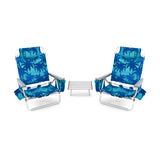 2 Packs 5-Position Outdoor Folding Backpack Beach Table Chair Reclining Chair Set-Navy
