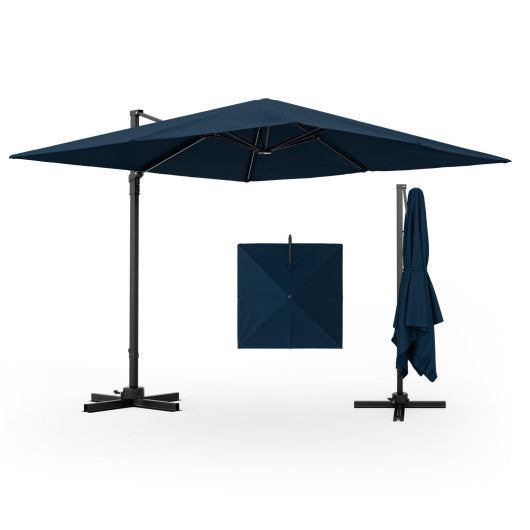 9.5 Feet Square Patio Cantilever Umbrella with 360° Rotation-Navy