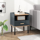 Nightstand Bedside End Table with Drawer and Shelf for Living Room Bedroom-Set of 2