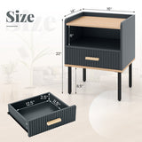 Nightstand Bedside End Table with Drawer and Shelf for Living Room Bedroom-Set of 2