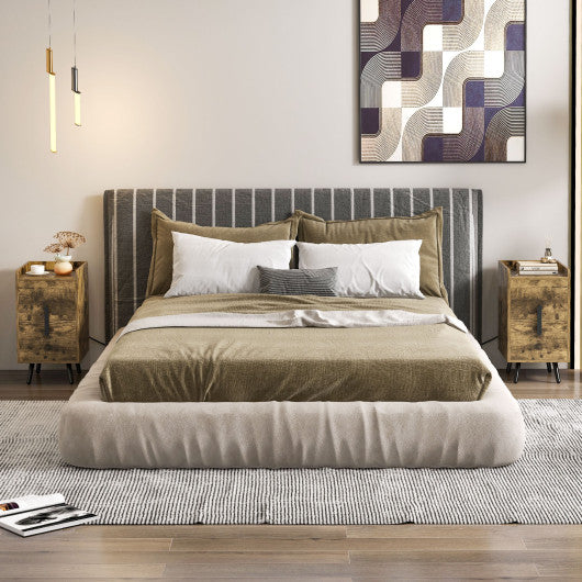 Nightstand Side Tables with 2 Drawers and 2 USB Ports-Rustic Brown