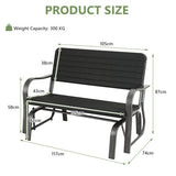 2-Seat Porch Glider with HDPE Back Seat and Steel Frame-Black