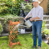 2-Tier Wooden Raised Garden Bed with Trellis-Orange