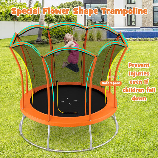 10 Feet Unique Flower Shape Trampoline with Galvanized Steel Frame-Orange