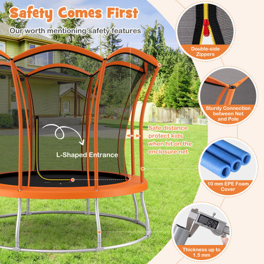 10 Feet Unique Flower Shape Trampoline with Galvanized Steel Frame-Orange