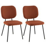 Set of 2 Modern Armless Dining Chairs with Linen Fabric-Orange