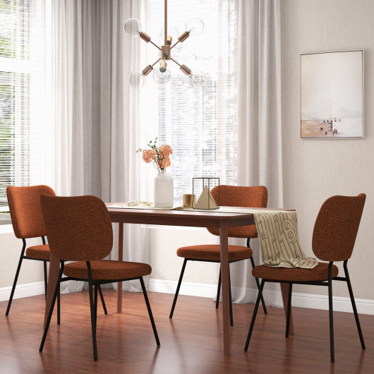 Set of 2 Modern Armless Dining Chairs with Linen Fabric-Orange