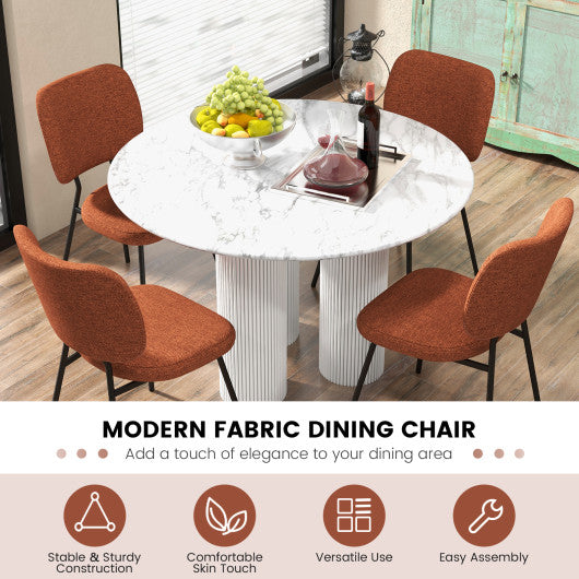 Set of 2 Modern Armless Dining Chairs with Linen Fabric-Orange
