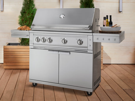 Outdoor Kitchen Grill Cart with Platinum Grill & Dual Side Burner