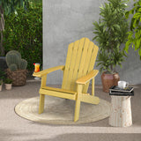 Weather Resistant HIPS Outdoor Adirondack Chair with Cup Holder-Yellow