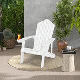 Weather Resistant HIPS Outdoor Adirondack Chair with Cup Holder-White