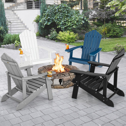 Weather Resistant HIPS Outdoor Adirondack Chair with Cup Holder-Gray