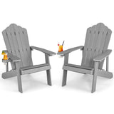 Weather Resistant HIPS Outdoor Adirondack Chair with Cup Holder-Gray