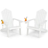 Weather Resistant HIPS Outdoor Adirondack Chair with Cup Holder-White