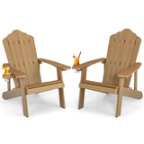 Weather Resistant HIPS Outdoor Adirondack Chair with Cup Holder-Coffee