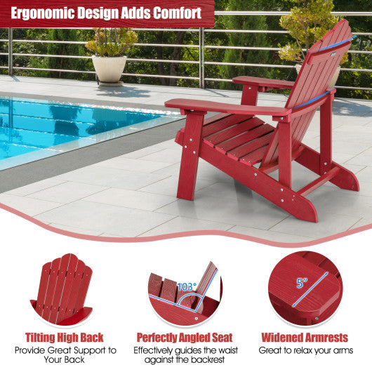 Weather Resistant HIPS Outdoor Adirondack Chair with Cup Holder-Red