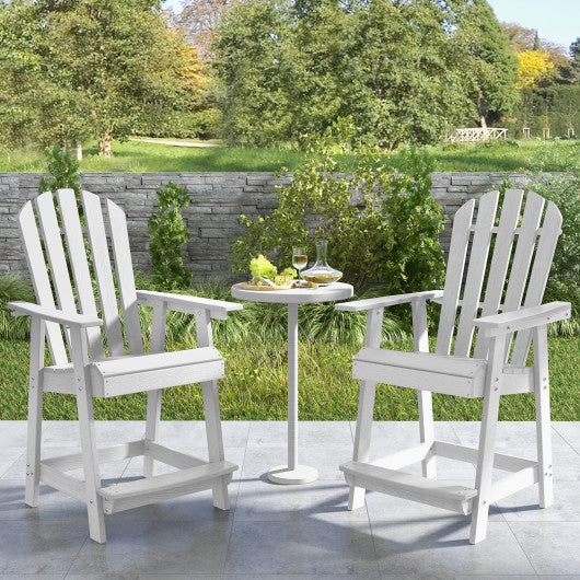 HDPE Patio Chair with Armrest and Footrest for Indoor Outdoor-White