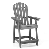 HDPE Patio Chair with Armrest and Footrest for Indoor Outdoor-Gray