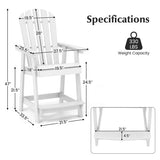 HDPE Patio Chair with Armrest and Footrest for Indoor Outdoor-White