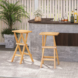 Set of 2 No Assembly Outdoor Bar Stools with Countered Seat