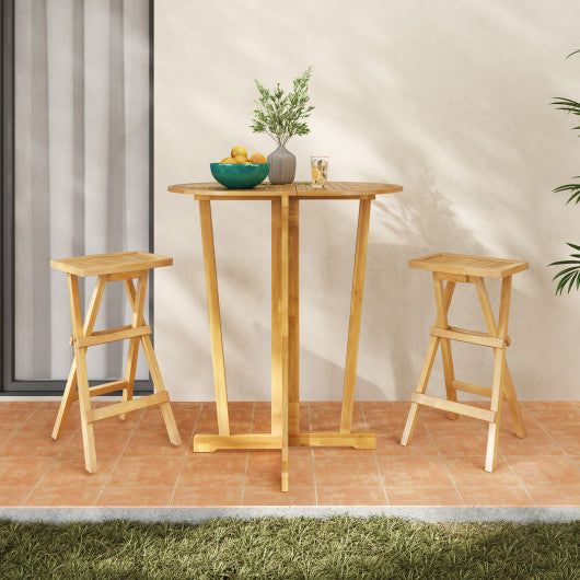 Set of 2 No Assembly Outdoor Bar Stools with Countered Seat