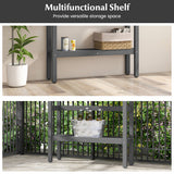 48 Inch Patio Pub Height Table with Storage Shelf and Adjustable Foot Pads-Gray