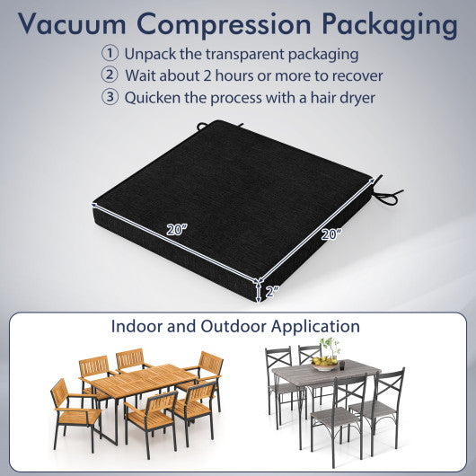 Outdoor Chair Cushion Set of 2 Waterproof Fade-Resistant Olefin Seat Cushions-Black