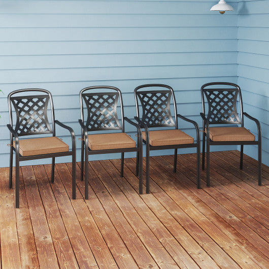 Outdoor Chair Cushion Set of 2 Waterproof Fade-Resistant Olefin Seat Cushions-Brown