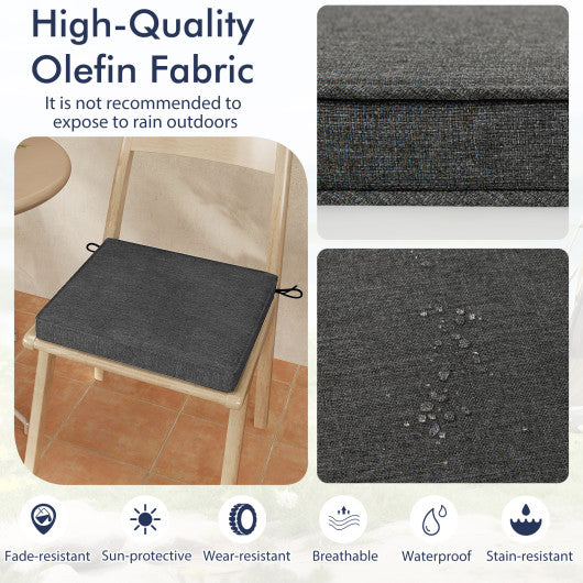 Outdoor Chair Cushion Set of 2 Waterproof Fade-Resistant Olefin Seat Cushions-Gray