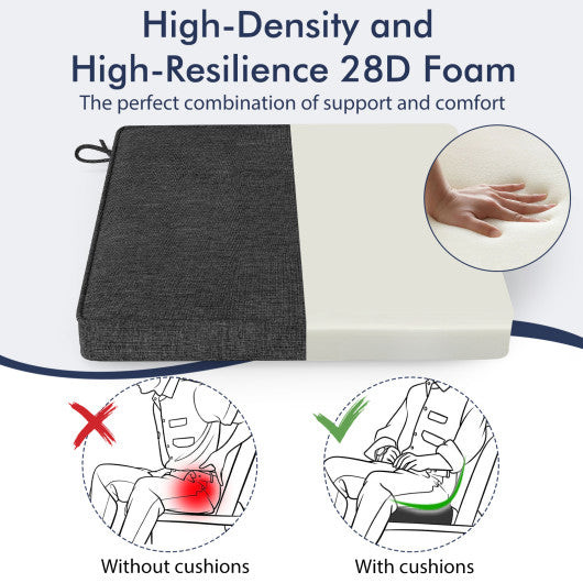 Outdoor Chair Cushion Set of 2 Waterproof Fade-Resistant Olefin Seat Cushions-Gray