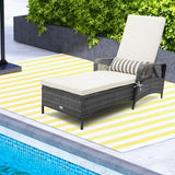 Outdoor Chaise Lounge Chair Recliner with 6-Level Backrest Cushion and Pillow