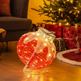 Outdoor Christmas Lantern Pop-Up Lighted Festive Ball with 80 LED Lights and Support Base