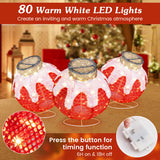 Outdoor Christmas Lantern Pop-Up Lighted Festive Ball with 80 LED Lights and Support Base