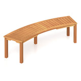 Outdoor Curved Acacia Wood Fire Pit Bench with Slatted Seat-1 Piece