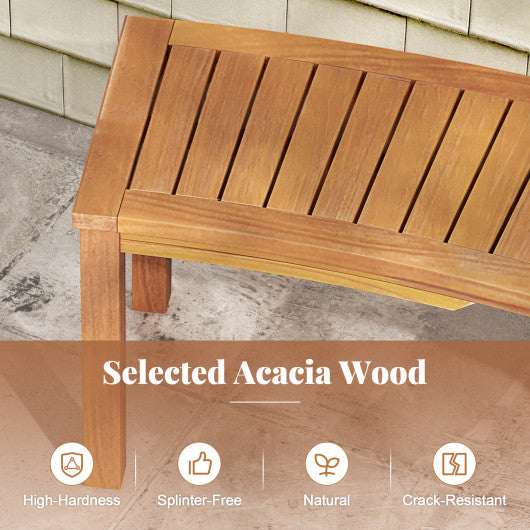 Outdoor Curved Acacia Wood Fire Pit Bench with Slatted Seat-Set of 2