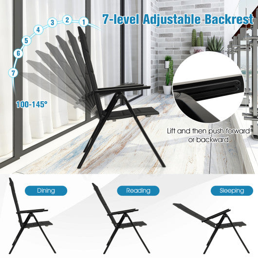 Outdoor Dining Chair with Soft Padded Seat and 7-Position Adjustable Backrest-Black