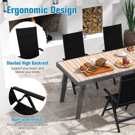 Outdoor Dining Chair with Soft Padded Seat and 7-Position Adjustable Backrest-Black