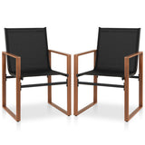 Outdoor Dining Chairs with Breathable Seat and Backrest Set of 2-Black