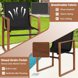 Outdoor Dining Chairs with Breathable Seat and Backrest Set of 2-Black
