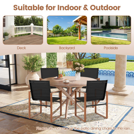 Outdoor Dining Chairs with Breathable Seat and Backrest Set of 2-Black