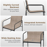 Outdoor Dining Chairs Set of 2 Patio Furniture Chair with Breathable Seat and Backrest-Brown