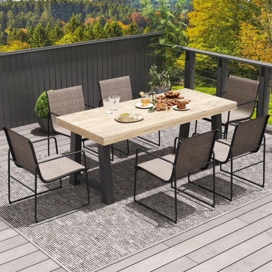 Outdoor Dining Chairs Set of 4 Patio Furniture Chair with Breathable Seat and Backrest-Brown