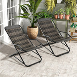 Outdoor Patio PE Wicker Rocking Chair with Armrests and Metal Frame-Gray