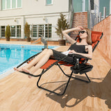 2 Pieces Folding Lounge Chair with Zero Gravity-Orange